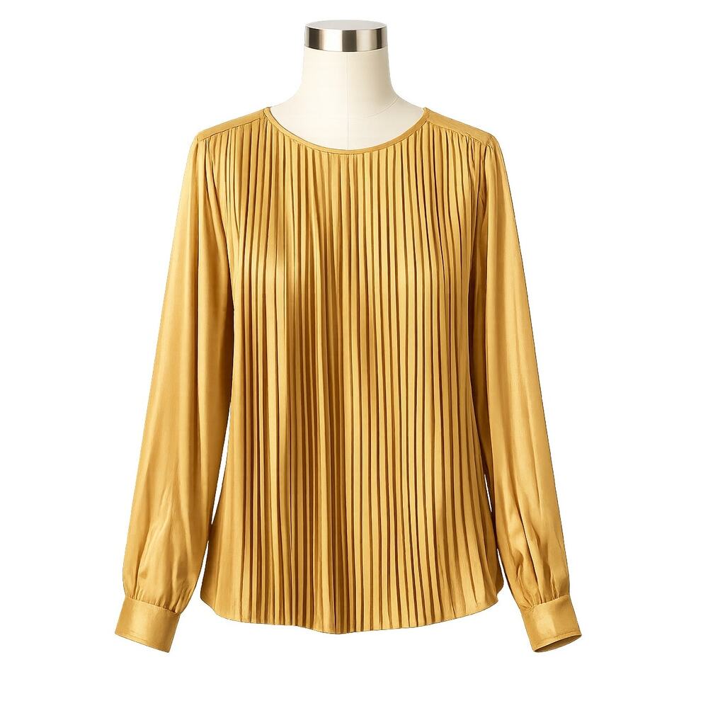 Banana Republic Gold Pleated Satin Blouse - Size M